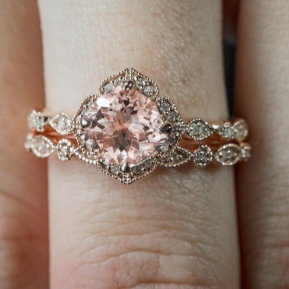 LAST ONE!!!    NWT 18k ROSE GOLD PLATED WEDDING RINGS SET